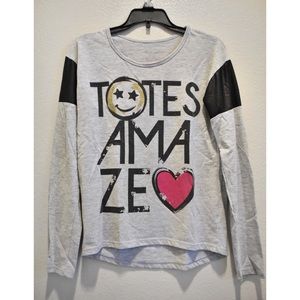 Totes Amaze Girls Gray & Black Long Sleeve Top